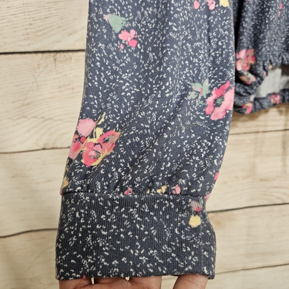 NWT Free Press Small Lounge wear long sleeve Hoodie Top Blue Pink Floral Small - Picture 6 of 9